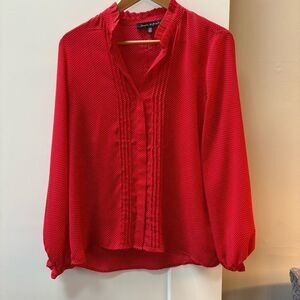 Jasmine & Juliana Red Polka Dot Pintuck Blouse - Size M